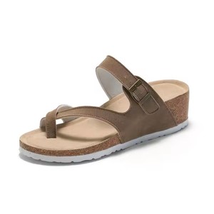 2024 nouveau Style femmes tongs réglable boucle sangle liège pantoufles daim talon compensé <span class=keywords><strong>sandales</strong></span> en plein air dames chaussures à la mode - Product Image 2