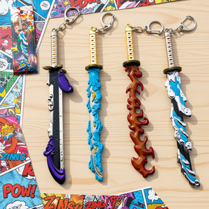 New 4 Designs Japan <b>Anime</b> Fashion Sword Weapons Model Metal <b>Keychain</b> Tanjiro Shinobu <b>Keychain</b> Accessories Pendant - Product Image 1