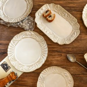 จานเซรามิกวินเทจ Lelyi ลายแกะสลักแบบเตาเผา สำหรับเสิร์ฟพาสต้า สลัด ของหวานสไตล์<span class=keywords><strong>ฝรั่งเศส</strong></span> สวยงาม เหมาะสำหรับอาหารตะวันตก ใช้ในครัวเรือน - Product Image 5