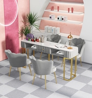 Ensemble table et chaise de manucure moderne de luxe léger et écologique avec plateau en marbre pour centre commercial/salon, usage individuel/double, pour salon de manucure