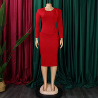 Nouvelle Robe Midi Crayon Formelle pour Femme, Col Rond, Volants, Effet Enveloppant aux Hanches, Style Africain, pour Bureau et Soirée