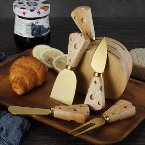 लकड़ी धारक के साथ 6 पीसी पनीर उपकरण स्टेनलेस स्टील ब्लेड मक्खन स्प्रेडर और पनीर चाकू - Product Image 6