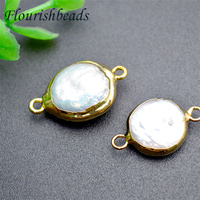 Perles d'eau douce naturelles plaquées or, Double suspension, rondes irrégulières en forme de goutte d'eau, perles amples, vente en gros, 10 pièces