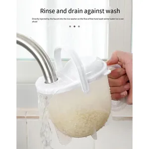 Zenidoo L-501 Washing Rice Machine Handle Foldable Eco-Friendly PP Plastic Strainer <b>Soybean</b> Washer Sieve 17x19cm Convenient - Product Image 3