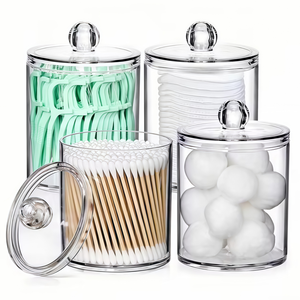 Organizador Transparente Estético con Tapa, Recipiente Hermético para Guardar Hisopos, Discos y Esponjas de Maquillaje - Product Image 4