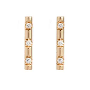 Gemnel 925 silver jewelry set pave white diamond bar studs earrings 18k gold plated