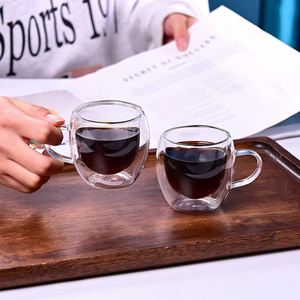 Tasse à café double paroi en verre, résistante aux hautes températures, écologique, style minimaliste moderne, sans couvercle, pour la maison, exclusive transfrontalière - Product Image 2