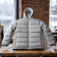 Veste matelassée à capuche grise pour femme, manteau d'hiver à manches longues avec fermeture éclair, couleur unie, rembourrage en polyester