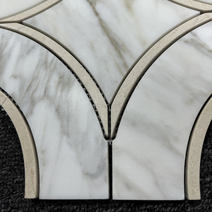 Gạch Khảm Đá Cẩm Thạch Vàng Trắng Tự Nhiên Gạch Khảm Tường Phòng Tắm Nhà Bếp Gạch Lát Nền Gạch Khảm Tia Nước - Product Image 4