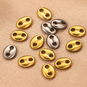 Aceworks PTS1050 Connecteur de bijoux à double trou en acier inoxydable plaqué or 18 carats, motif nez de cochon et perle de café, pour la création de bijoux - Product Image 2