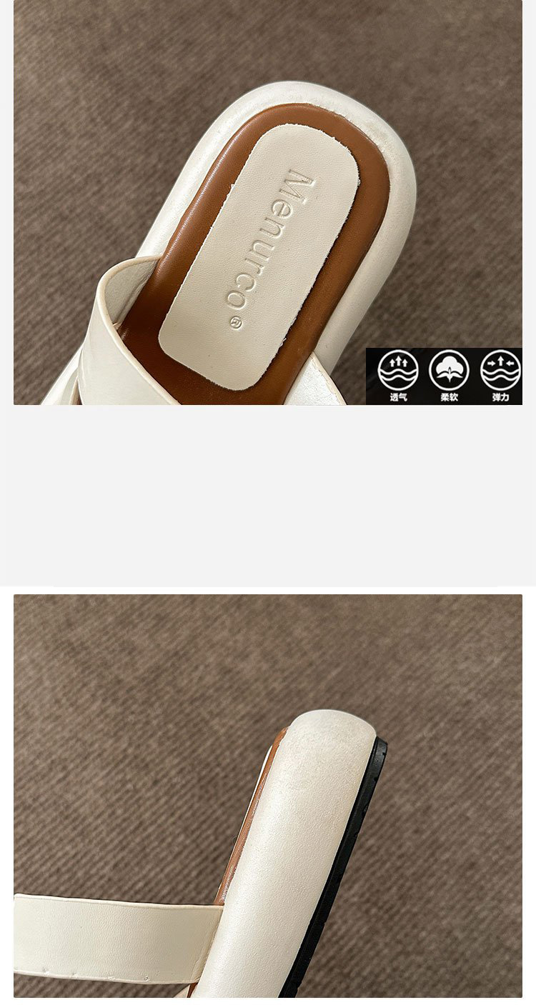 Korean High-heeled Wedges Slippers Beach Platform Sandals Leather PU Ladies Flip-flops Slippers