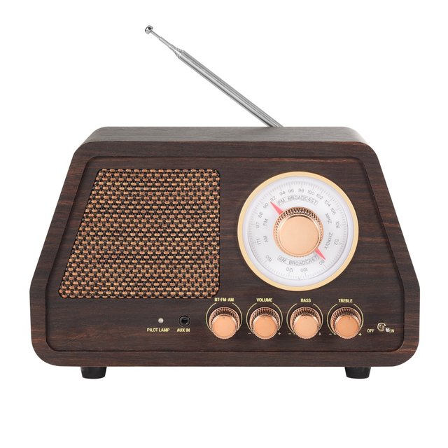 Factory Retro Wooden Radio BT 5.3 FM AM Dual Band AUX Input Home Office Decor Audio System Living Room Bedroom
