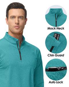 <b>Men's</b> Premium Cotton Heather Half Zip Sweatshirt Long Sleeve Golf Pullover with Cation Embroidery Casual Summer Style - Product Image 2
