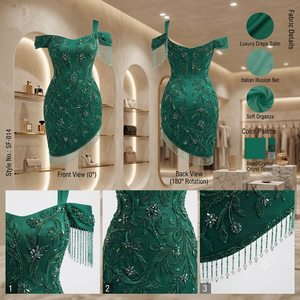 Vestido de Cóctel Asimétrico Verde Esmeralda con Borlas de Cristal, Elegante Vestido de Fiesta para Ocasiones Especiales - Product Image 3