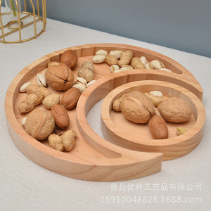 Wooden Nut <b>Tray</b> Moon Shape Natural Color Serving <b>Tray</b> For Food <b>Tea</b> Coffee - Product Image 2