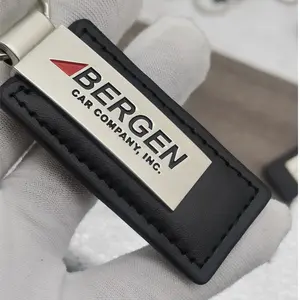 Competitive Price Keychain Custom Brand Logo Black Leather Keychains Key Chain Pu Car Blue Leather Keyring