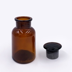 Empty <b>Large</b> Clear Amber Wide Mouth Bud <b>Vase</b> Apothecary Glass Reagent Bottle and Jar with Cork Stopper 100pcs MOQ Screen Printed - Product Image 6