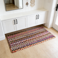 Tapis en coton tissé à la main indien, pour salon, chambre à coucher, chevet, maison, maison d'hôtes, jeté décoratif, lavable en machine, rectangulaire