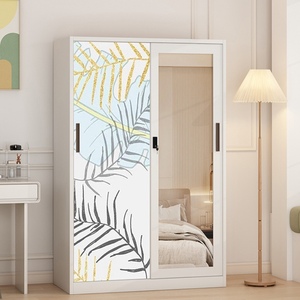 Armoire moderne à deux portes en métal avec tringle de suspension, personnalisation disponible - Product Image 4
