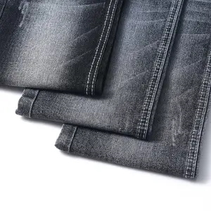黑色右斜纹85% 棉弹力牛仔面料牛仔裤10.9盎司高品质服装面料批发