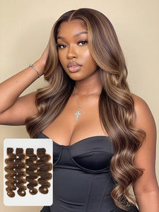 # P4/27 Balayage Brun Cheveux Humains Brésiliens Remy Bundles Body Wave & Lisses 100% Cheveux Humains Tissages Renforcés Double Trame <span class=keywords><strong>Alipearl</strong></span> - Product Image 1