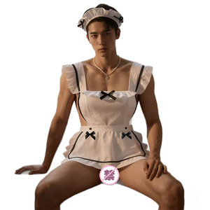 Men's Pure and Desirable Maid Uniform Lingerie Set, Sexy Role-Playing Bodysuit, Abstinent Maid Pajamas - Product Image 4