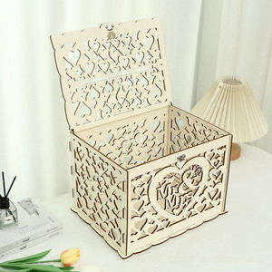 Wooden Laser Engraved Hollow <b>Wedding</b> <b>Card</b> <b>Box</b> Rectangle 22 In Standing Type Gift <b>Box</b> For <b>Wedding</b> - Product Image 3