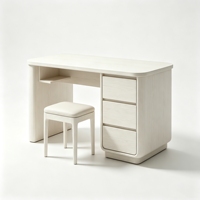 Ensemble coiffeuse moderne en bois de pin blanc avec miroir et tabouret, éco-responsable, pour chambre à coucher, avec tiroirs de rangement