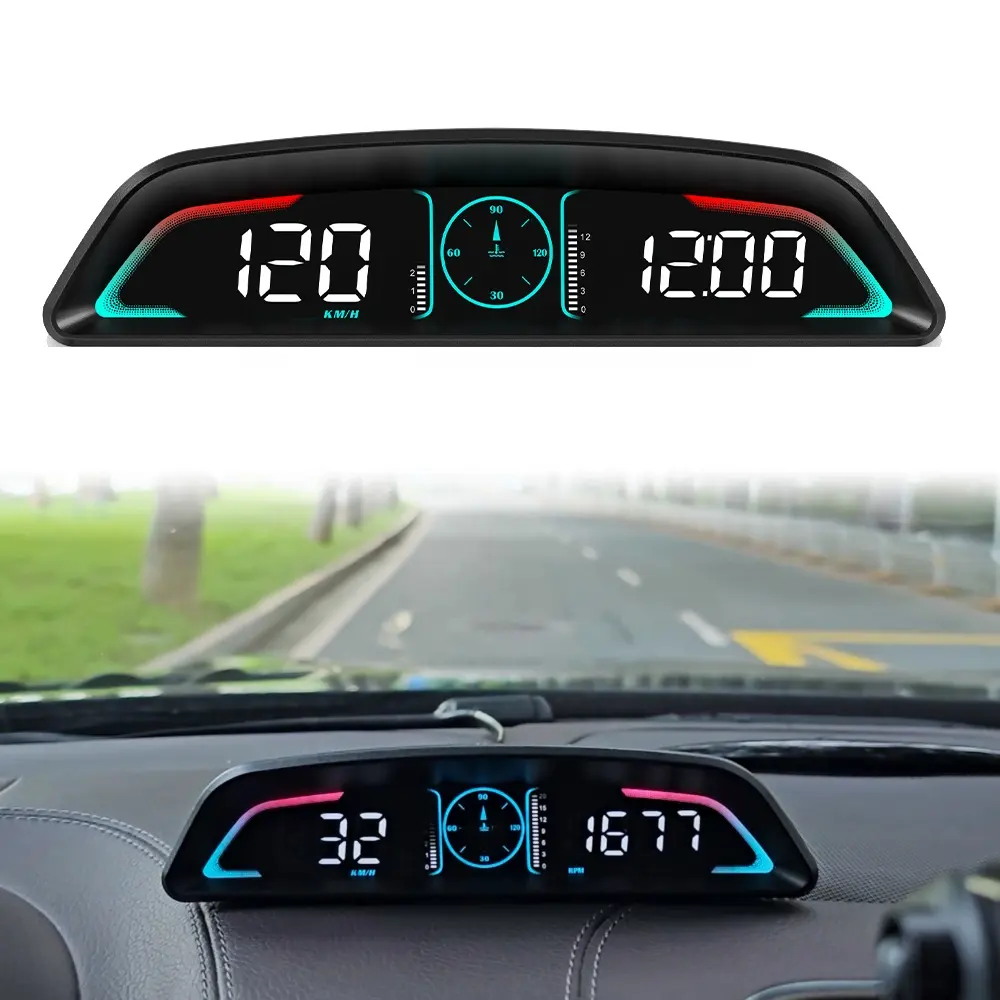 2023 Car gauge dashboard HUD speed water temp B3 head up display auto speedometer universal car OBD2