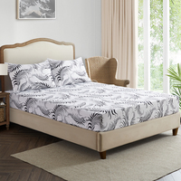 Ensemble de literie 3 pièces en microfibre polyester douce et chaude, imprimé style moderne, drap-housse et taie d'oreiller