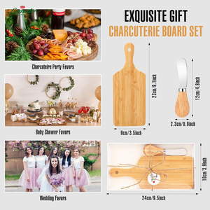 Set di Taglieri in Bambù Mini Economici all'Ingrosso con Coltelli e Scatole Regalo, Tagliere in <span class=keywords><strong>Legno</strong></span> <span class=keywords><strong>per</strong></span> Formaggi <span class=keywords><strong>per</strong></span> Bomboniere Matrimonio - Product Image 3