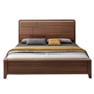 Lit en bois de noyer de style chinois moderne 1,5 m 1,8 m avec coffre de rangement, lit de mariage pour chambre principale - Product Image 5