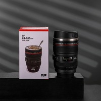 2024 Creative caméra lentille tasse caméra lentille tasse noir et blanc en acier inoxydable tasse à café tasse