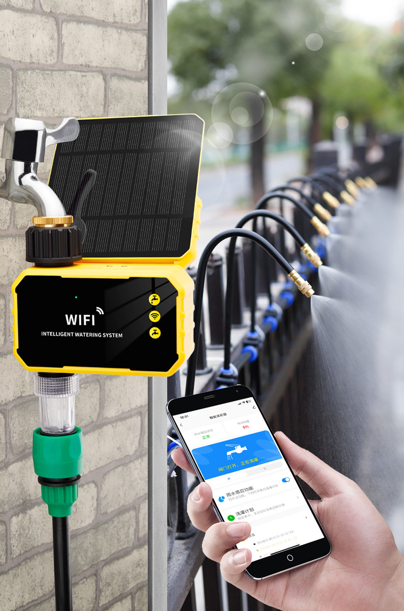 Yellow Wifi solar timer  10m copper pipes