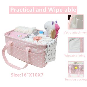 Organisateur de couches pour bébé fille - Bac de rangement pour chambre de bébé - Organisateur de voiture portable pour couches et lingettes pour bébé - Product Image 3
