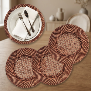 Napperons ronds réglables en osier et bambou de luxe HH, diamètre 300 mm, assiette de présentation florale, origine Chine HHW-007 - Product Image 2
