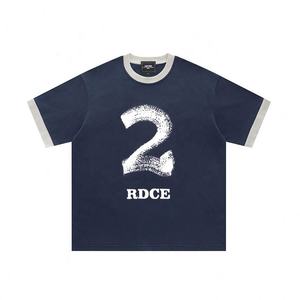 Linda camiseta de verano con estampado azul marino DTG camiseta de marca personalizada cuello redondo camisetas de algodón - Product Image 1