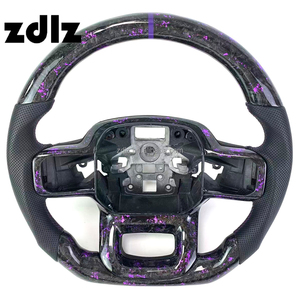 Volant en fibre de carbone forgé en poudre violette en cuir perforé personnalisé pour Ford <span class=keywords><strong>Raptor</strong></span> F150 2019 - Product Image 1
