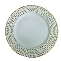 Assiettes de présentation rondes en plastique PP blanc brillant de 13 pouces, classiques et décoratives, pour Pâques, mariages, fêtes et événements de restauration dans les hôtels
