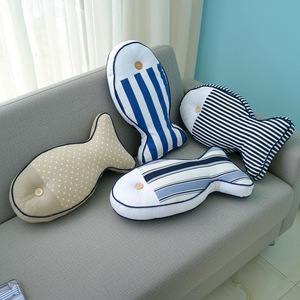 Fish Shaped Canvas Throw Pillow Striped Pattern With <b>Insert</b> Ocean Theme Home Decor <b>Cushion</b> - Product Image 3