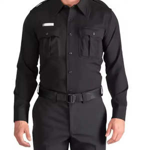 Camisa de Uniforme de Guardia de Seguridad Negra para Hombre, Manga Larga, Poliéster, Ropa de Trabajo Táctica con Bolsillos para Servicio de Guardia, Talla XL - Product Image 1