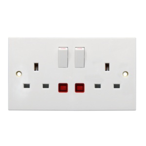 Anh tiêu chuẩn 13A 2 Gang Switched ổ cắm với đơn/đôi cực với Neon Thiết bị chuyển mạch & ổ cắm - Product Image 1