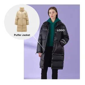 Factory best selling womens down coats long thick windproof winter jackets