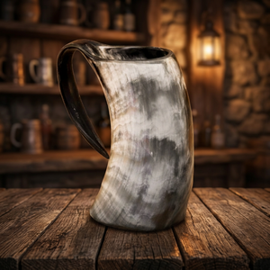 Durable Vintage American Style Viking Horn Mugs-Eco-Friendly Lightweight Portable Camping Beer Wine Mugs Bamboo Lid Dishwasher - Product Image 1