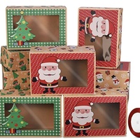 Nouvelle boîte d'emballage en papier Kraft pour gâteau et biscuits au four de la veille de Noël avec portefeuille d'estampage de fenêtre en PVC pour offrir des cadeaux
