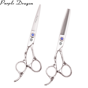 Forbici da Barbiere Professionali Purple Dragon 5.5'' 6'' in Acciaio Inossidabile Giapponese Z8002 per Mano Sinistra, con Lama Affilata per Sfoltire i Capelli - Product Image 1