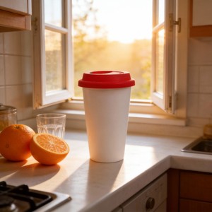 <span class=keywords><strong>Mug</strong></span> en porcelaine blanche Harvit Magnesium avec couvercle en silicone, design minimaliste - Product Image 2
