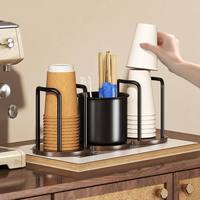 Organisateur de station à café en métal détachable, porte-gobelets jetables pour la maison, le bureau, le restaurant, la station de boissons