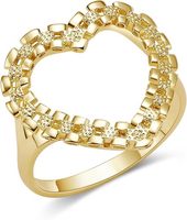 Anillo de Corazón de Latón Chapado en Oro de 18K, Diseño Hueco, Fabricación Directa de Fábrica LUOYUNE, OEM ODM, Anillo de Dedo para Aniversario, Joyería al por Mayor