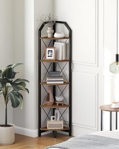 Étagère de rangement à cinq pans, étagère de présentation pour plantes, idéale pour la chambre, le salon, le bureau à domicile, style campagnard - Product Image 1